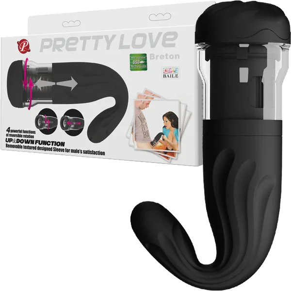 Rechargeable Breton Masturbator (Black) - Take A Peek