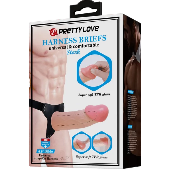 Universal Strap-On Harness -Stark (6.9" Dildo) (Flesh) - Take A Peek