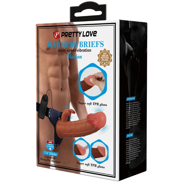 Universal Strap-On Harness - Vibrating Marion with 7.4" Dildo (Tan) - Take A Peek