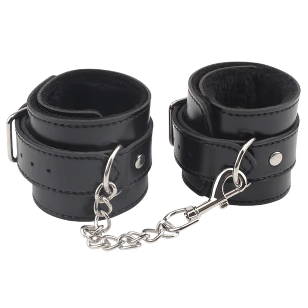 Obey Me Leather Ankle Cuffs (Black)-CN-632185572