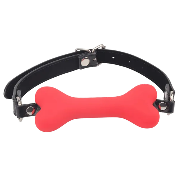 Doggie Bone Bit Gag (Red) - Take A Peek