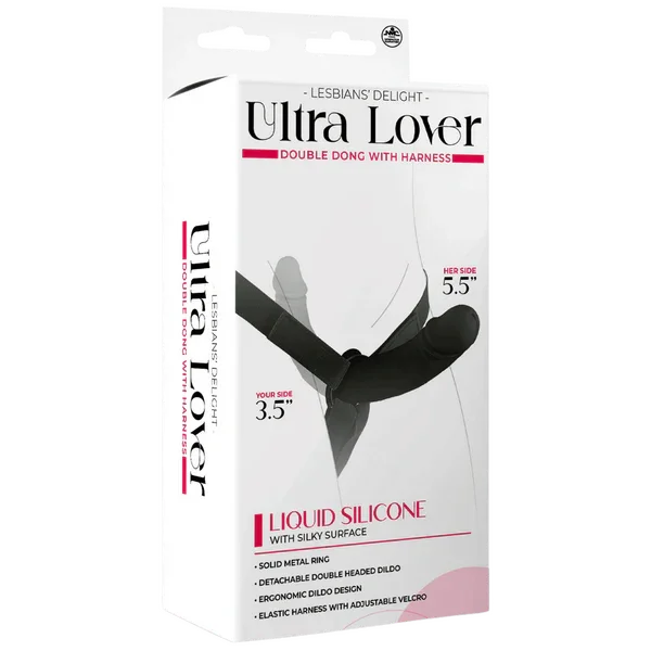 Ultra Lover - Double Dong with Harness (Black)-FNQ003A000-010