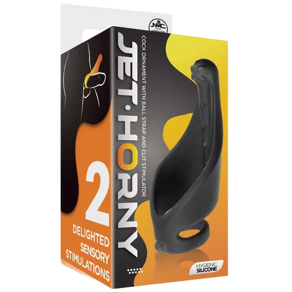 Cock Ring with Ball Strap and Clit Stimulator (Black) - Take A Peek