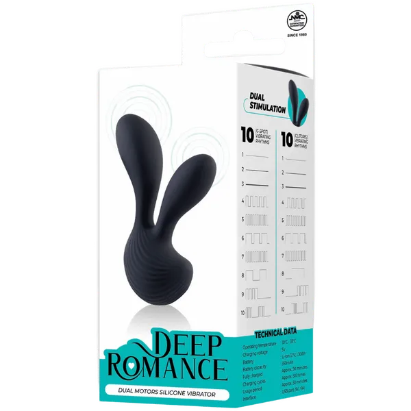 Dual Motors Silicone Vibrator (Black) - Take A Peek