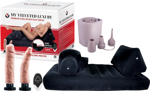 Premium Inflatable Bed with Velvet Surface (Black) - Take A Peek