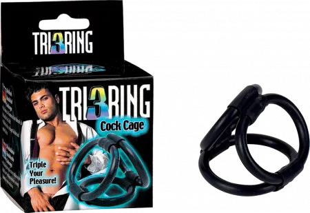 Tri Ring 3 Cock Cage (Black)-2K492BLK-BX