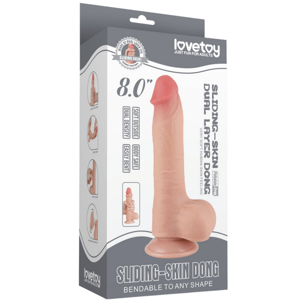 8'' Sliding Skin Dual Layer Dong (Flesh)-LV317205
