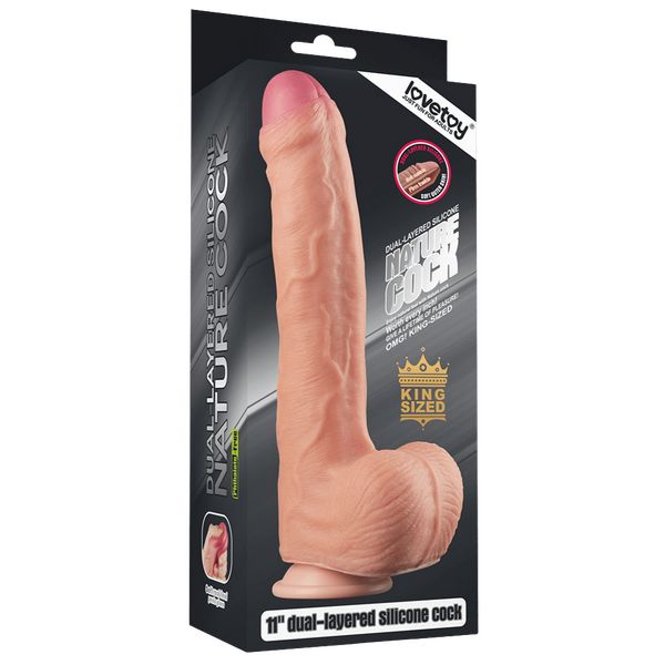 11" Dual Layer Platinum Silicone Cock (Flesh)-LV411011