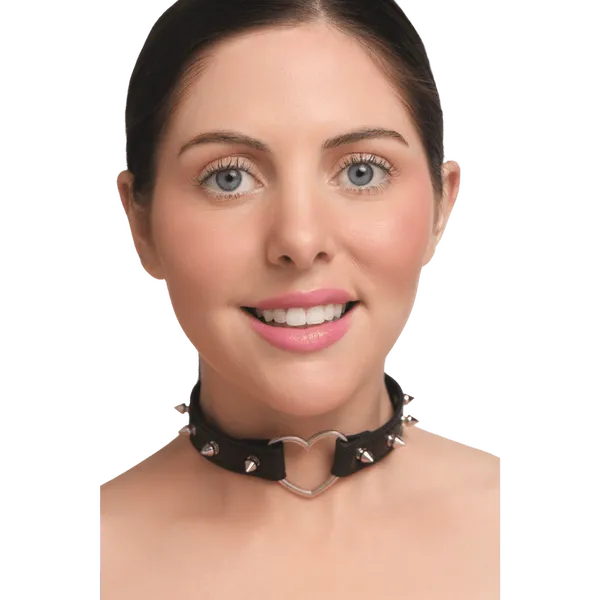 Spiked Heart Choker (Black) - Take A Peek