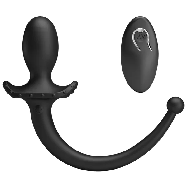 Remote Control Vibrating Butt Plug Tail (Black)-BI-040195W