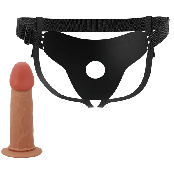 Universal Strap-On Harness -Stark (6.9" Dildo) (Flesh) - Take A Peek