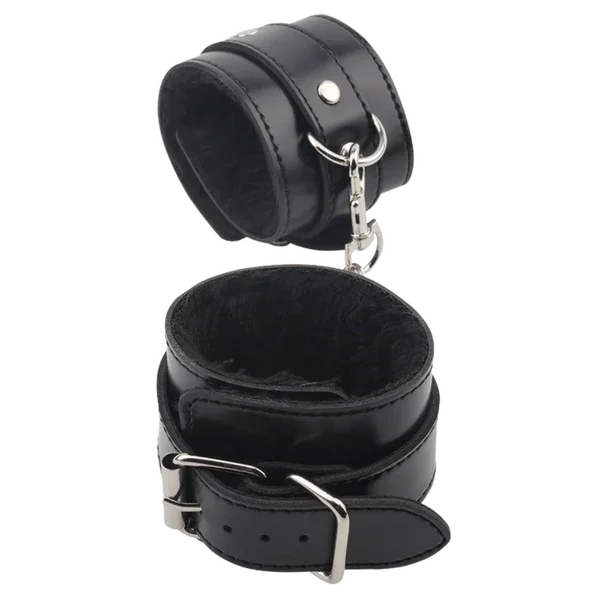 Obey Me Leather Hand Cuffs (Black)-CN-632185552