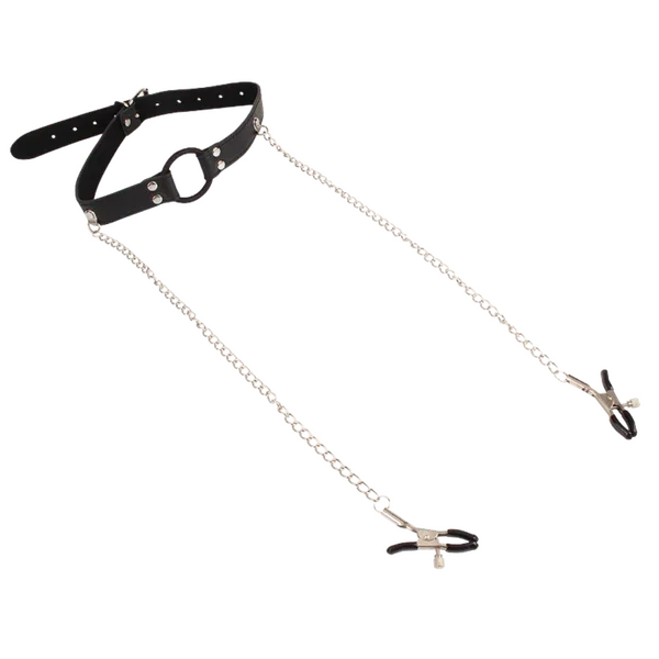 Breathable O-ring Gag with Nipple Clamps-CN-882481632