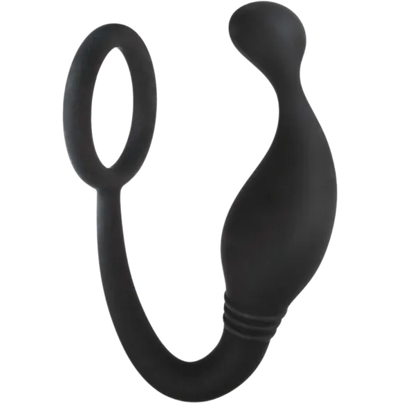 Prostate Plug with Love Ring - 4.5" (Black) - Take A Peek
