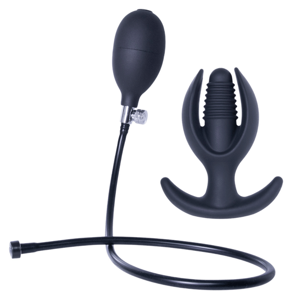 Inflatable Silicone Anal Plug With Plug (Black)-FNS075A000-010