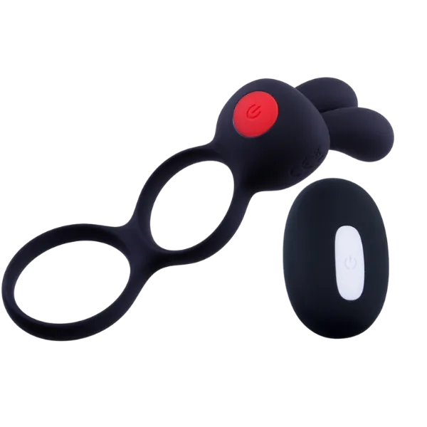 Cock & Scrotal Ornament with Clit Stimulator (Black) - Take A Peek