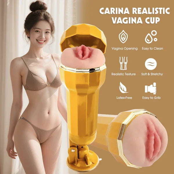 Carina Realistic Vagina Vibrating Cup - Take A Peek
