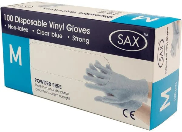 100 X Disposable Vinyl Gloves - Blue (Medium) - Take A Peek