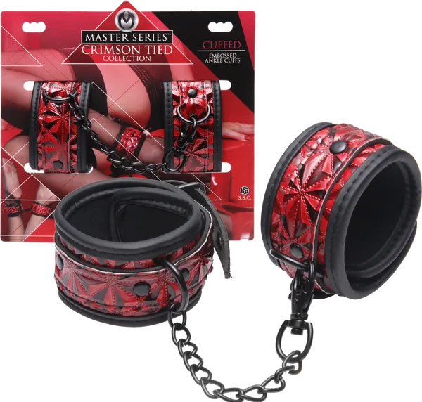 Crimson Tied Embossed Ankle Cuffs - Take A Peek