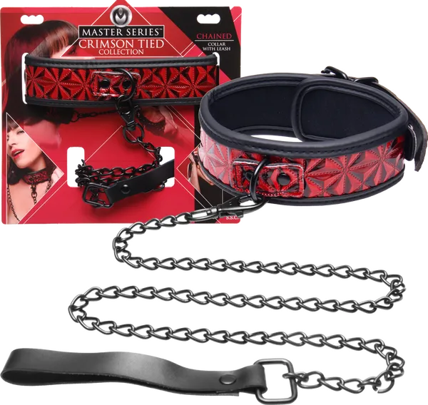 Crimson Tied Collar With Leash - Take A Peek