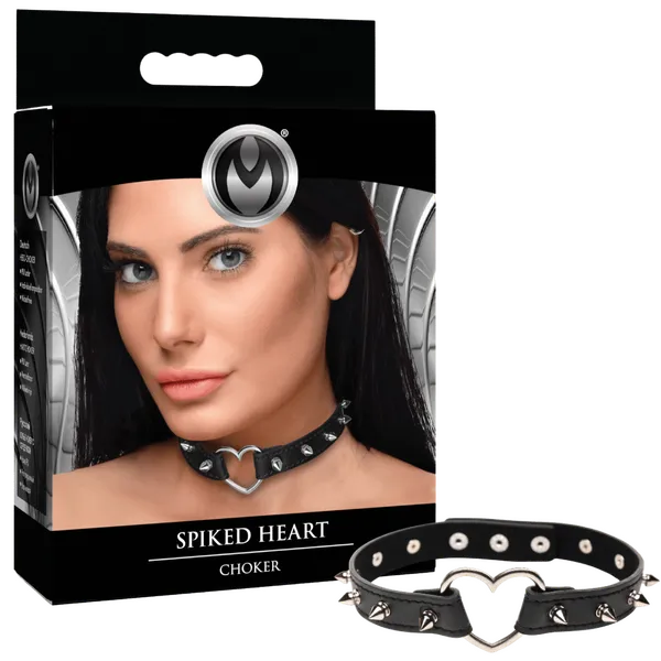 Spiked Heart Choker (Black) - Take A Peek