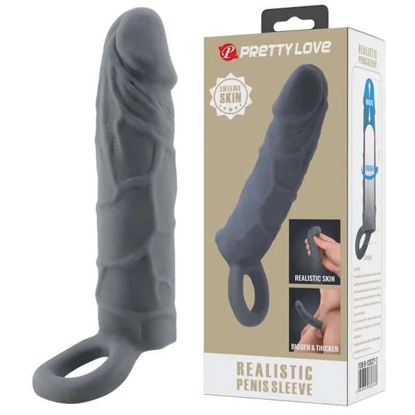Realistic Penis Sleeve Veiny (Black) - Take A Peek