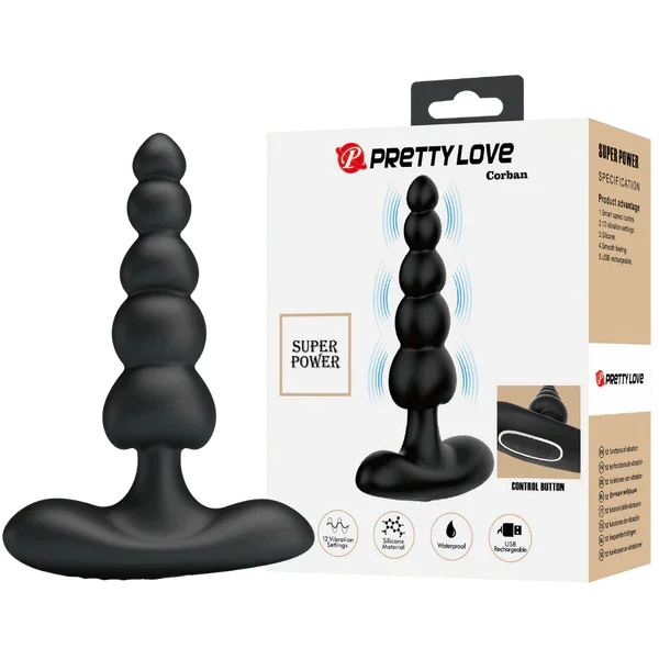 Corban - Rechargeable Butt Plug (Black)-BI-040174