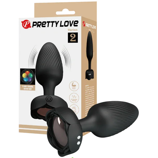 Varian - Light-Up Rechargeable Butt Plug (Black)-BI-040182