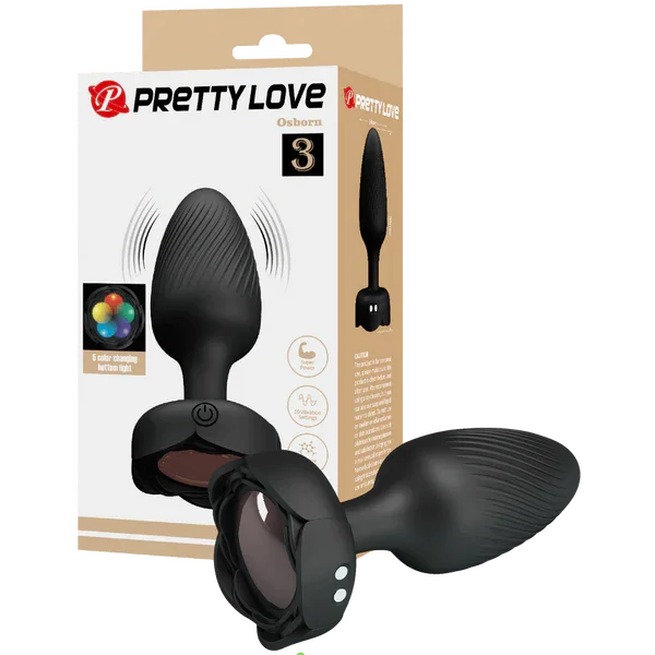 Osborn - Light-Up Rechargeable Butt Plug (Black)-BI-040183