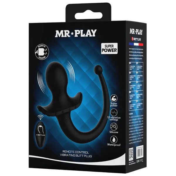 Remote Control Vibrating Butt Plug Tail (Black)-BI-040195W