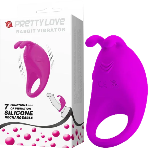 Rechargeable Rabbit Vibrator Cockring (Purple) - Take A Peek