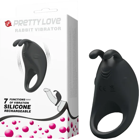 Rechargeable Rabbit Vibrator Cockring (Black) - Take A Peek