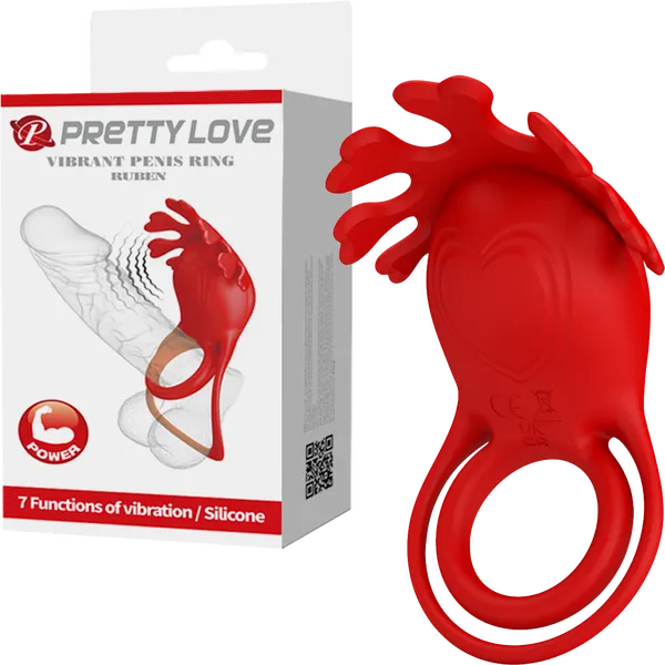 Rechargeable Vibrating Cock Ring Ruben (Red)-BI-210311