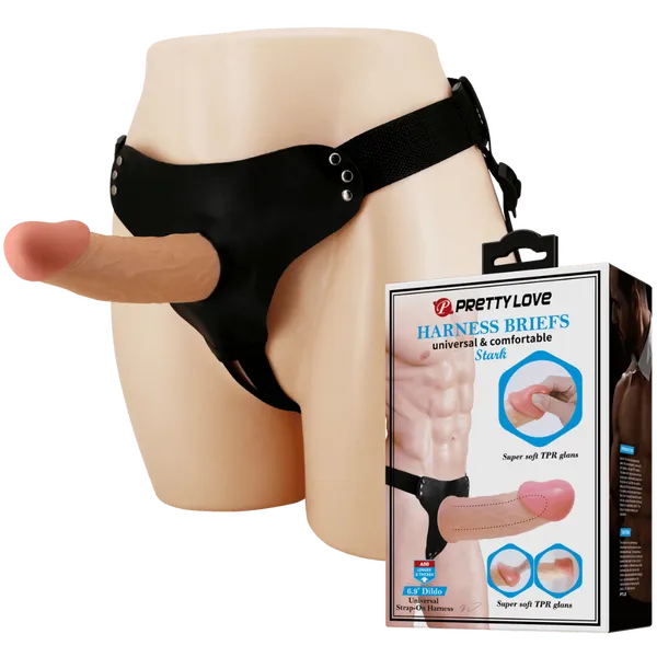 Universal Strap-On Harness -Stark (6.9" Dildo) (Flesh) - Take A Peek
