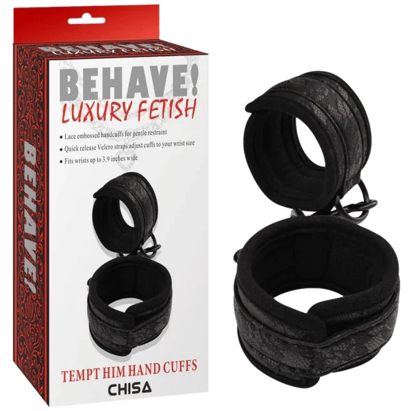 Tempt Him Hand Cuffs (Black)-CN-632108742