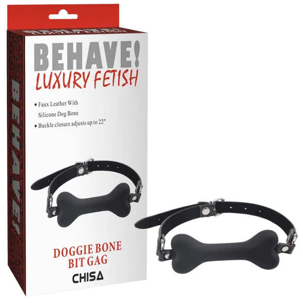 Doggie Bone Bit Gag (Black) - Take A Peek