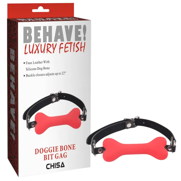 Doggie Bone Bit Gag (Red) - Take A Peek