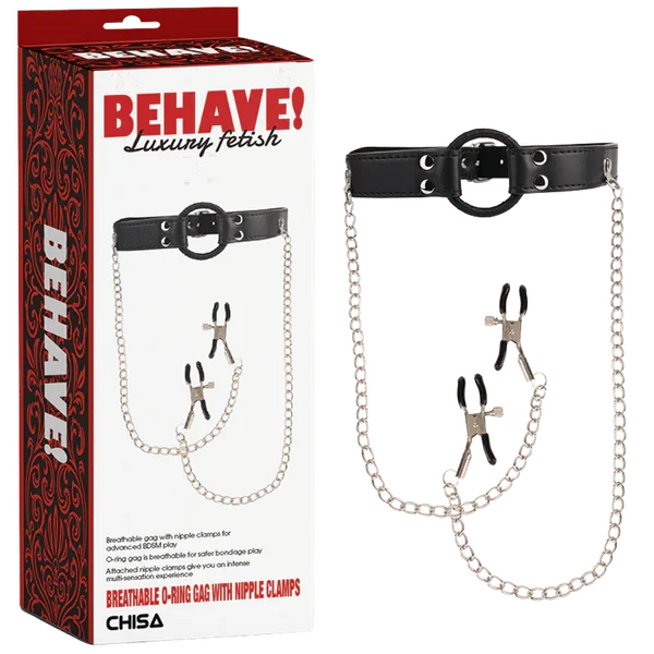 Breathable O-ring Gag with Nipple Clamps-CN-882481632