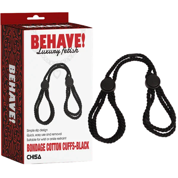 Bondage Cotton Cuffs (Black)-CN-887125302
