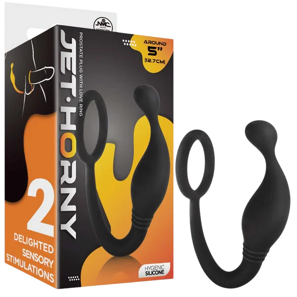 Prostate Plug with Love Ring (Black) - Take A Peek