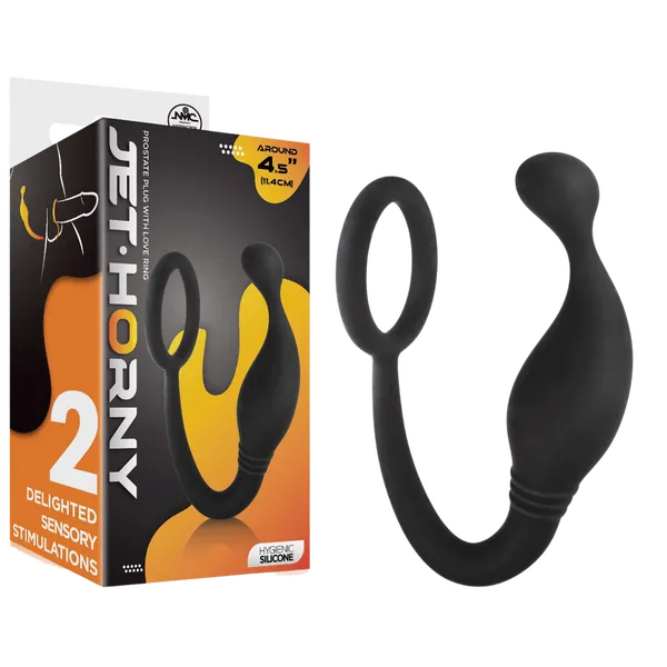 Prostate Plug with Love Ring - 4.5" (Black) - Take A Peek