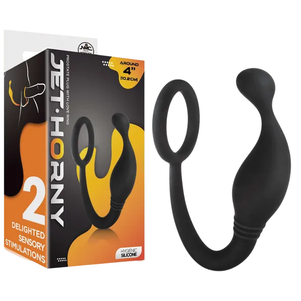 Prostate Plug with Love Ring - 4" (Black)-F06R029A00-010