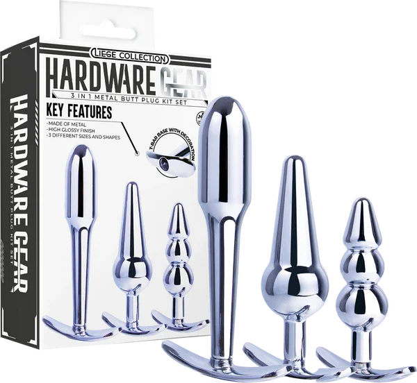 3 in 1 Metal Butt Plug Kit Set (Chrome)-FKQ025A000-219