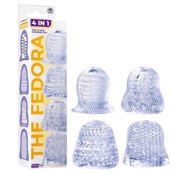 4 in 1 Glans Stroker Set (Clear) - Take A Peek