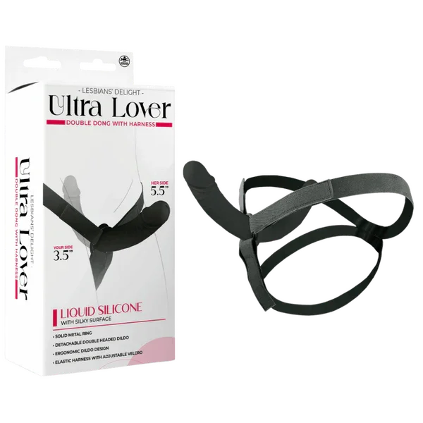 Ultra Lover - Double Dong with Harness (Black)-FNQ003A000-010