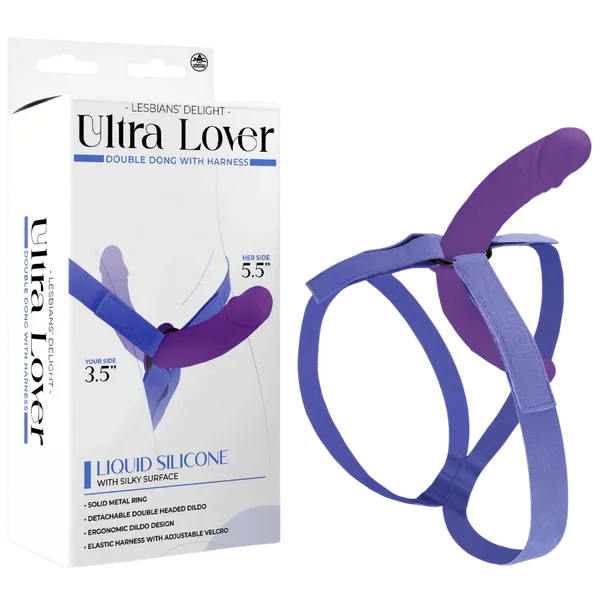 Ultra Lover - Double Dong Penetrix with Harness (Purple)-FNQ003A000-022