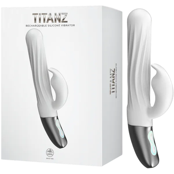 Thrusting Rabbit Rechargeable Silicone Vibrator (White) - Take A Peek