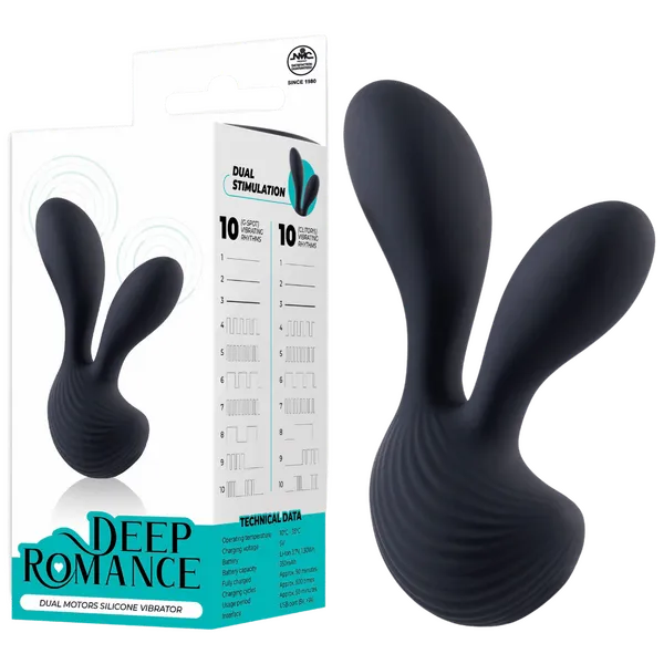 Dual Motors Silicone Vibrator (Black) - Take A Peek