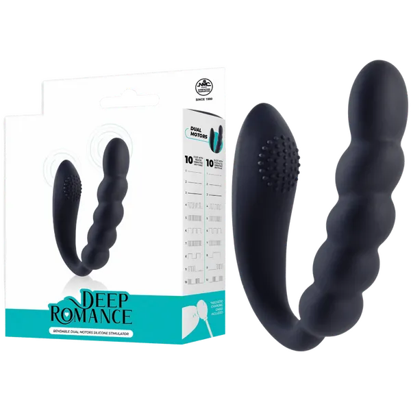Bendable Dual Motors Silicone Stimulator (Black) - Take A Peek