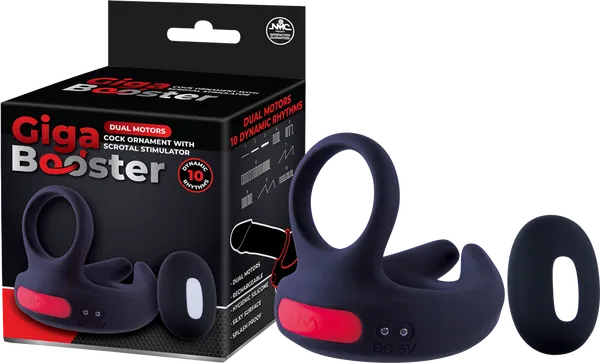 Dual Motor Cock Ornament with Scrotal Stimulator (Black) - Take A Peek